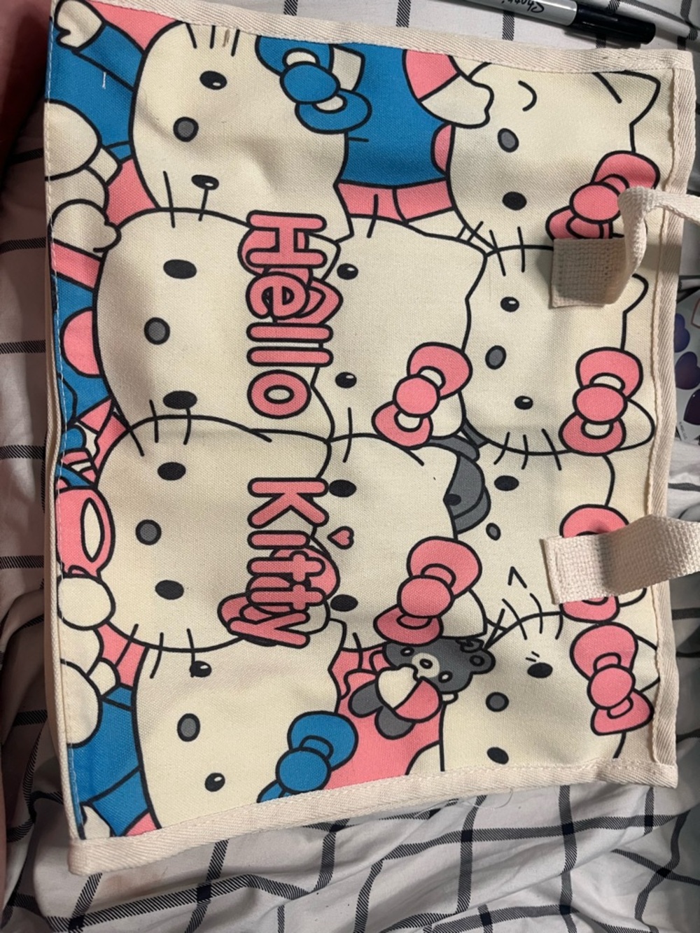Sanrio Hello Kitty Cream Pink Blue Tote Bag